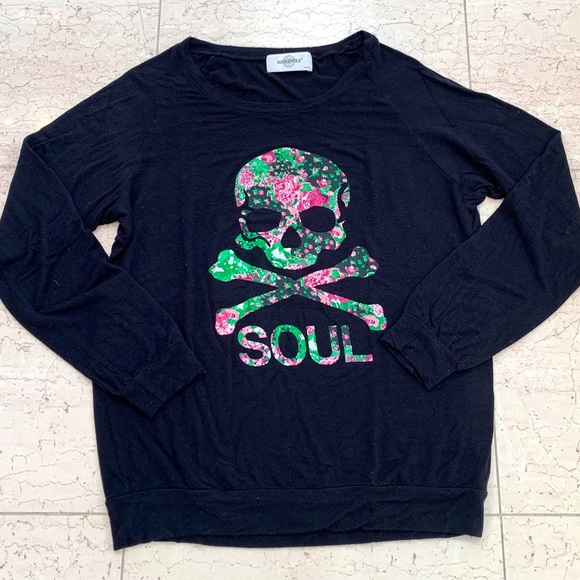 Soulcycle Floral Skull Long Sleeve Top - Picture 1 of 6